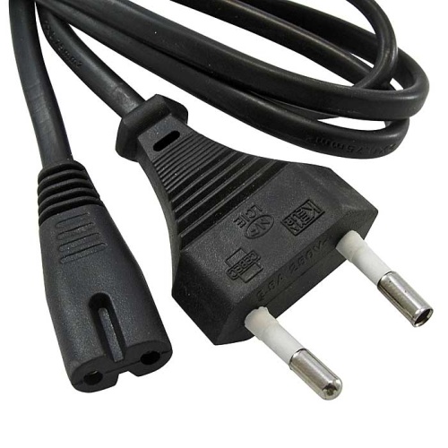 Шнур сетевой 2-х полюсный прямой RUICHI, вилка CEE7/16 - розетка IEC C7, 1.8 м, 2x0.75 мм2, чёрный | код 81781 | Ruichi