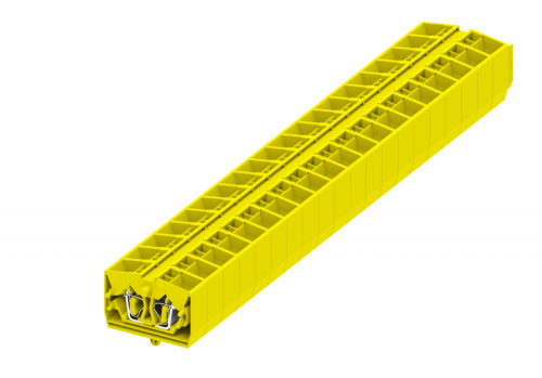 254345 Клемма TB 2-2 проходная фронт. подключение с защелк.ножками, сеч. 2.5мм2, жёлт., шт | код 254345 | SUPU