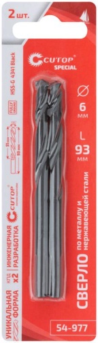 Сверло по металлу Special, HSS-G, 6x93/51 мм, 2 шт. | код 54-977 | FIT фото 3