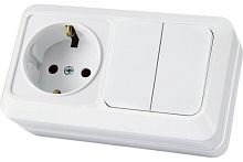 Блок комбинированный выкл. 2-кл. 10А + розетка 2П+З 16А 250В БКВР IP20 сл. кость Ладога TDM | код SQ1801-0202 | TDM