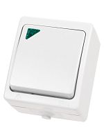 Выключатель 1-кл. с подсветкой открытой установки IP54 10А белый Вуокса TDM | код SQ1803-1004 | TDM