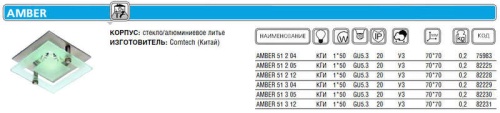 Светильник AMBER 51 2 04 | код. CH917001 | Комтех