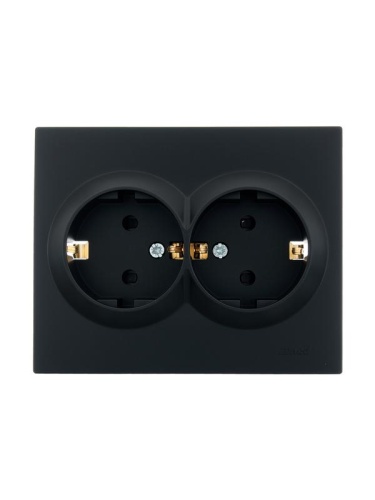 Розетка 2-м СП VESNA с заземл. со шторками ПБТ черн. бархат | код 742-4200-178B | LEZARD