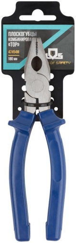 Плоскогубцы комбинированные ''Тор'', инстр. сталь, пластиковые ручки 180 мм | код 47454М | FIT фото 3