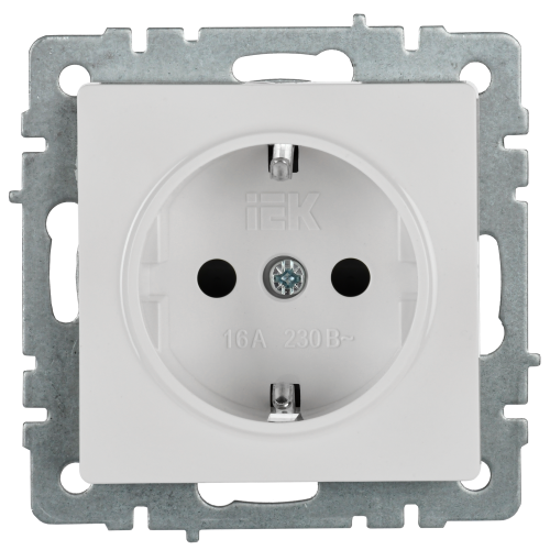 BRITE Розетка 1-местная с заземлением с защитными шторками 16А РС14-1-0-БрБ белый | код BR-R14-16-K01 | IEK фото 2