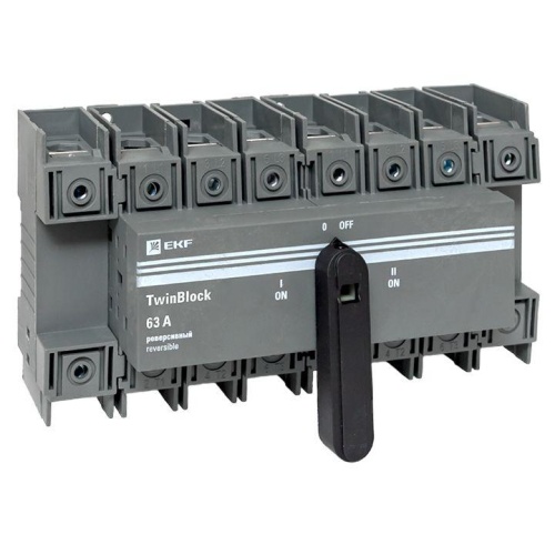 Рубильник 4п 63А реверсивный с рукояткой для прямой установки TwinBlock | код tb-s-63-4p-rev | EKF
