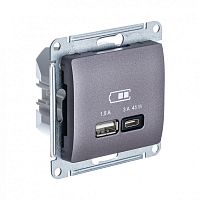 GLOSSA USB РОЗЕТКА А + тип-С 45Вт высокоскор.заряд. QC, PD, мех., СИРЕН.ТУМАН | код GSL001429 | Systeme Electric