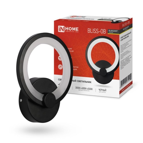 Светильник светодиодный ELEGANT BLISSAR-B 15Вт 230В 3000-6500К 1050лм STEP COLOR черн. | код 4690612043142 | IN HOME