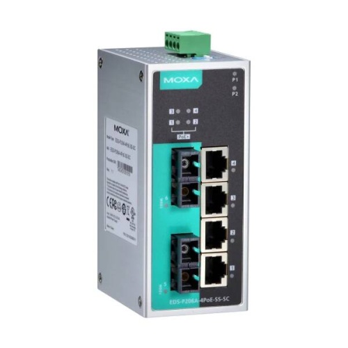 Коммутатор EDS-P206A-4PoE-M-SC-T Ethernet Switch 1 x 10/100BaseTX, 1 x 100BaseFx MM port, 4 x PoE, SC, t:-40/+75 | код 00-06049522 | MOXA