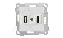 Rita - Розетка HDMI + USB Type A, для передачи данных, белая | код 2200-459-0101 | Mutlusan