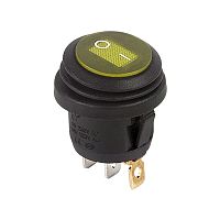 Выключатель клавишный круглый 250V 6А (3c) ON-OFF желтый с подсветкой ВЛАГОЗАЩИТА REXANT | код 36-2598 | REXANT