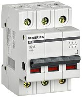 Выключатель нагрузки (мини-рубильник) ВН-32 3Р 32А GENERICA | код. MNV15-3-032 | IEK