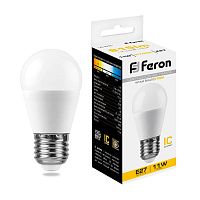 Лампа светодиодная 11Вт 230В E27 2700К G45 LB-750 FERON 25949
