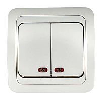 Выключатель 2-кл. СП Classico 10А IP20 с подсветкой 2123 бел. ASD / IN HOME 4680005959877