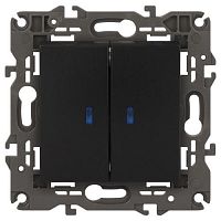 Выключатель 2-кл. СП Elegance 14-1105-05 10А IP20 250В 10AX с подсветкой механизм антрацит Эра Б0034241