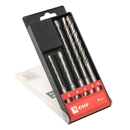 Набор буров по бетону SDS-plus (5/110, 6/110, 6/160, 8/160, 10/160) 2 резца 4S спираль Master | код db-h5-2x4 | EKF фото 3