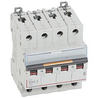 Автоматический выключатель DX³ MA - 25 кА - тип характеристики MA - 4П - 400 В~ - 6,3 А - 6 модулей | код 409889 |  Legrand 