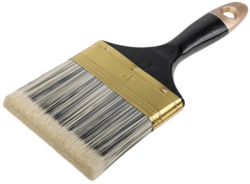 Кисть флейцевая ''Стайл'', искусственная черно-белая щетина, деревянная ручка 4'' (100 мм) | код 1188 | FIT фото 2