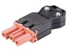 Розеточный разъем на кабель диам. 6,5 - 10 мм, 3 полюса, винтовая фиксация, номинальное напряжение: 250V, номинальный ток: 20A, цвет корпуса: черный, цвет контактной вставки: розовый, серия gesis GST18i3 | код 92.931.3653.0 | Wieland