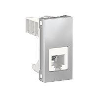 UNICA MODULAR розетка телефонная, RJ12, одиночная, 1 модуль, алюминий | код NU349130 | Systeme Electric