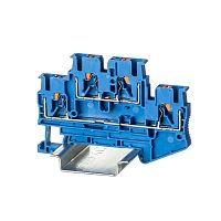 Клемма двухуровневая, зажим push-in, 4 точки подключения, 2.5 кв.мм, синяя | код VPRTT-2.5-BU | DKC