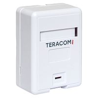 Корпус настенной розетки TERACOM PRO на 1 модуль Keystone со шторкой и маркером белый | код TRP-EBOX-1KSTN-WH | EKF