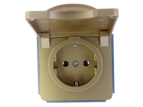 Розетка с заземлением с крышкой в рамку золото | код С1Р9-005 | GUSI ELECTRIC Розетка с заземлением с крышкой в рамку золото | код С1Р9-005 | GUSI ELECTRIC