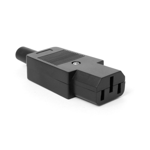 Вилка IEC 60320 C13, 10A, 250V, прямая, разборная, черная | код LAN-IEC-320-C13 | LANMASTER
