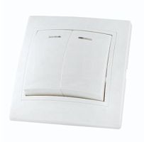 Выключатель 2 кл. с подсветкой 10А белый Таймыр (пром. упак,, бакелит. основание) TDM | код SQ1814-0505 | TDM