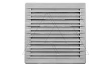 Решетка вентиляционная с косыми ламелями, с сеткой, квадратная, 172х172мм, с выводом 140x140мм, пластик, серый | код 02-338 | airRoxy