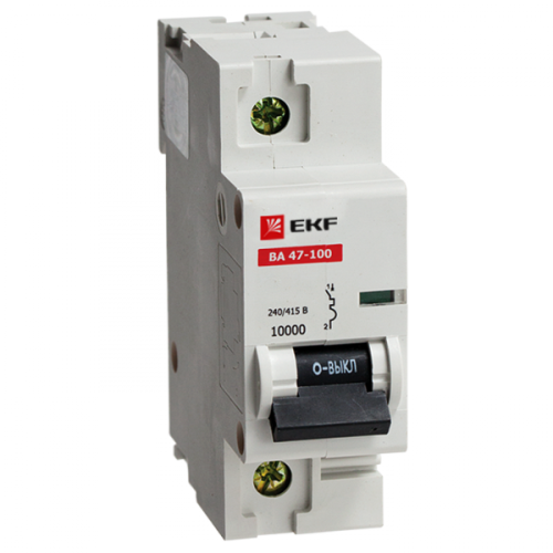 Автоматический выключатель ВА 47-100, 1P 125А (C) 10kA EKF | код. mcb47100-1-125C | EKF 