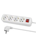 Удлинитель 4 гнезда, 3 метра, с/з, выкл., 10 А, 2300 Вт, белый, НАРОДНЫЙ | код SQ1303-1106 | TDM НАРОДНЫЙ