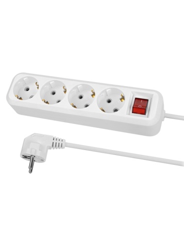 Удлинитель 4 гнезда, 3 метра, с/з, выкл., 10 А, 2300 Вт, белый, НАРОДНЫЙ | код SQ1303-1106 | TDM НАРОДНЫЙ