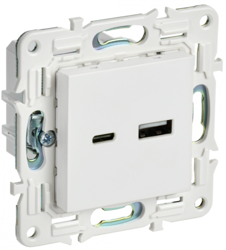 SKANDY Роз. USB A+C 18Вт SK-R13W арк. бел. IEK | код SK-U22-018-K01 | IEK