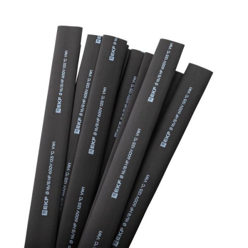 Трубка термоусадочная ТУТ нг 16/8 черн. 1м (уп.50м) PROxima EKF tut-16-b-1m