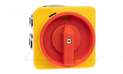 Переключатель BS 32 10 LK, аварийный, 3P, 32A, тип 0-1, 15kW(400VAC по АС-23), на дверь, красная блокируемая в 0 рукоятка, фронт IP40 | код EAC602488 | Rade Koncar