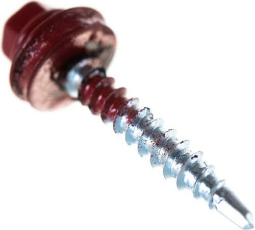 Саморез кровельный 4.8х35 RAL3011 сверло №1 шайба d=14мм с EPDM прокладкой | код 303923 | Руфкомплект