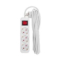 Удлинитель STANDARD 3 гнезда, 5м, 3х1,0мм?, с/з, с выключателем, белый REXANT | код 13-4014 | REXANT