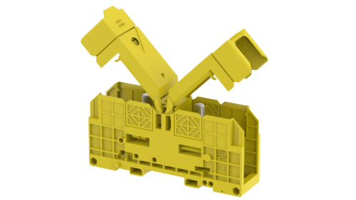Клемма проходная болтовая 95 мм2, на высокие токи, на 2 подключения, с защитными крышками, желтая SPT95XL-YELLOW | код 4311450004 | Elmex Клемма проходная болтовая 95 мм2, на высокие токи, на 2 подключения, с защитными крышками, желтая SPT95XL-YELLOW | код 4311450004 | Elmex