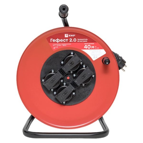 Удлинитель на катушке "Гефест 2,0" 4 гнезда 40м с заземлением и предохранителем КГ 3*2,5 16А/3,5кВт IP44 PROxima | код UKG02-16-R325-4-40-IP44 | EKF фото 5