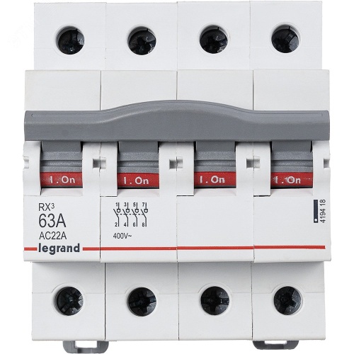 Выключатели-разъединители RX3 - 4П - 63 А - 4 модуля | код 419418 | Legrand