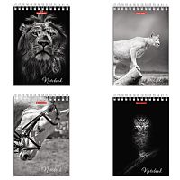 Блокнот А5 (146х206 мм), 60 л., гребень, картон, жесткая подложка, клетка, BRAUBERG, Животные, 129810 | код 129810 | BRAUBERG