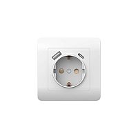 (NEW3-E) Розетка с/з со шторками, 16А+ USB двойная A+С, 5В/2,1А, белый | код 431552 | CHINT