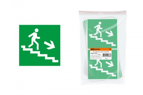 Знак Направление к эвакуационному выходу (по лестнице направо вниз) 150х150мм TDM | код SQ0817-0045 | TDM Знак Направление к эвакуационному выходу (по лестнице направо вниз) 150х150мм TDM | код SQ0817-0045 | TDM