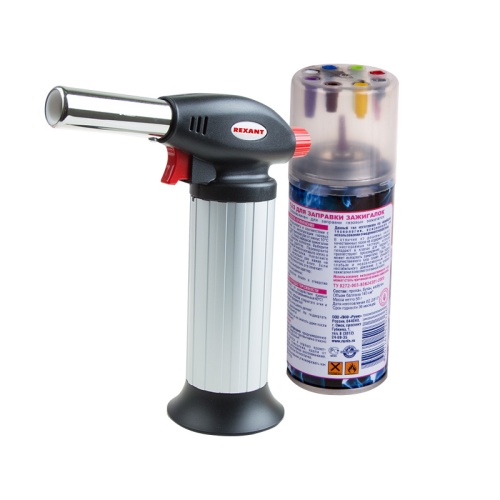 Набор горелка газовая заправляемая GT-25 + газ REXANT | код 12-0025-04 | REXANT
