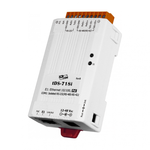 tDS-718i CR Tiny Device Server with PoE and 1 Isolated RS-232/422/485 Port (RoHS) | код 00-06123609 | ICP DAS tDS-718i CR Tiny Device Server with PoE and 1 Isolated RS-232/422/485 Port (RoHS) | код 00-06123609 | ICP DAS