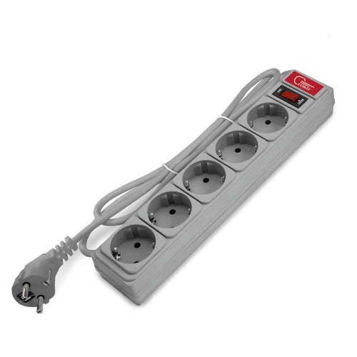 Сетевой фильтр СОЮЗ ПВС 3*0,75 5гн., выключатель с индикацией, с заземлением, серый 1,8м | код 1341 | Universal