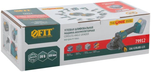 Шлифмашина угловая аккумуляторная 20 В, 3000-8500 об/мин, КлК 125 мм, 1,6 кг, регулировка оборотов, бесщеточный, коробка | код 79912 | FIT фото 4