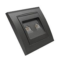 Розетка компьютерная + телефонная 2-м СП Бриллиант в сборе графит Universal 7947618-Gr