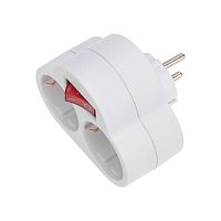 Двойник электрический 16 А с заземлением с выключателем и защитными шторками, белый | код 11-1085 | REXANT